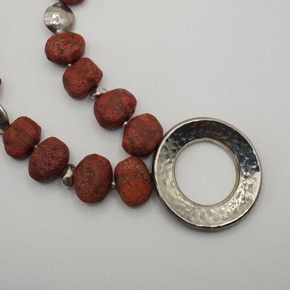 SILPADA Red Sponge Coral Necklace w Silver Pendant - N1370 HTF - Picture 3 of 13